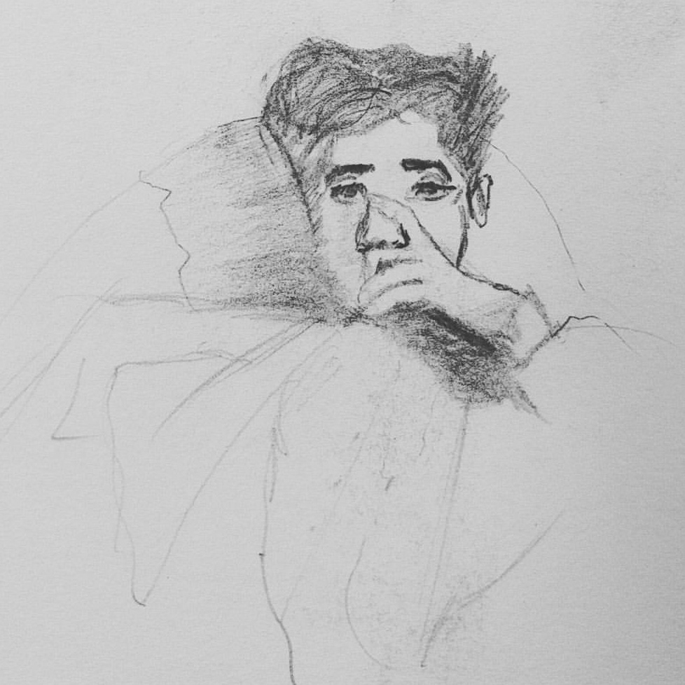 man thinking drawing