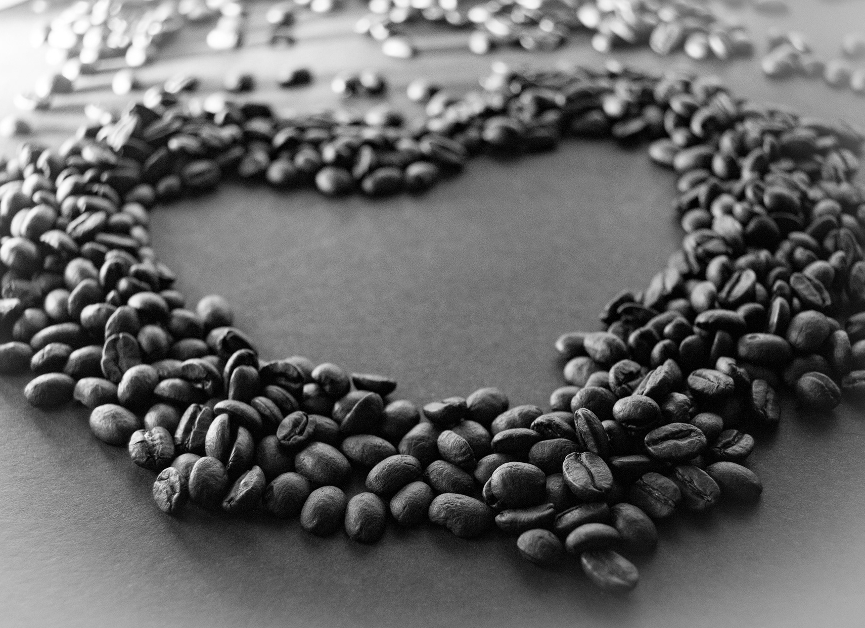 coffee beans shaped into heart