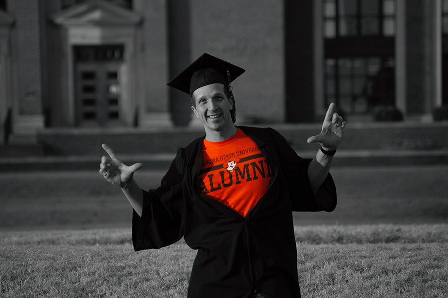 a young man in graduation robe
